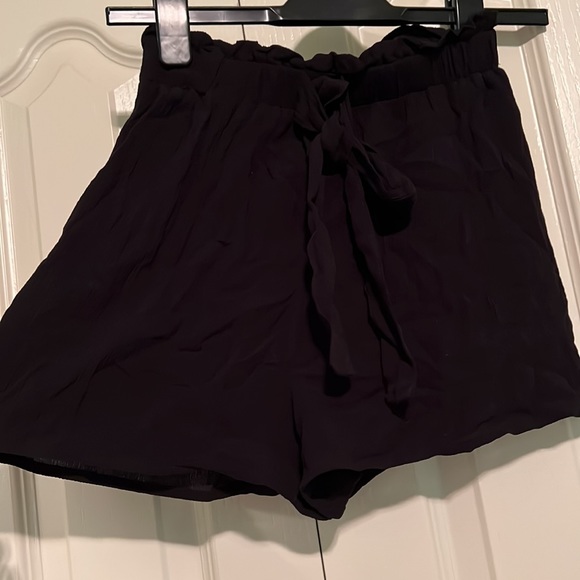 Black Frilly Lightweight Shorts - Picture 2 of 4